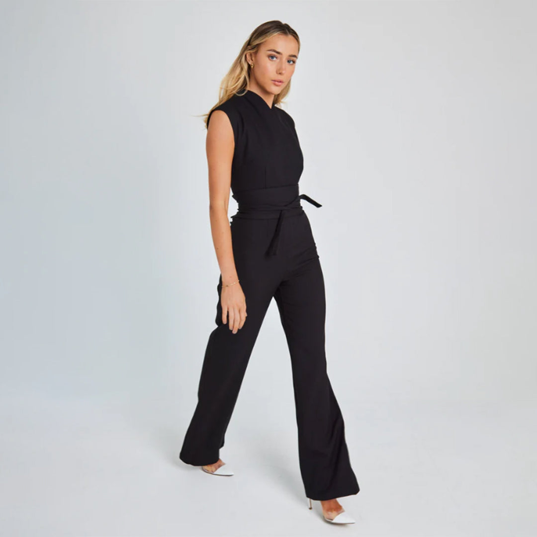 LOUISE - Moderne jumpsuit met wijd uitlopende broekspijpen