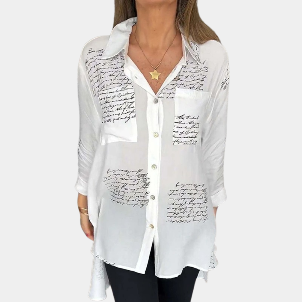 Elise - Modieus dames T-shirt met letters bedrukking