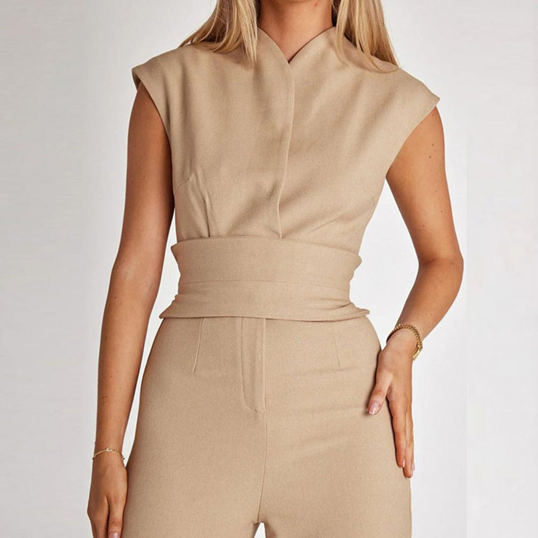 LOUISE - Moderne jumpsuit met wijd uitlopende broekspijpen