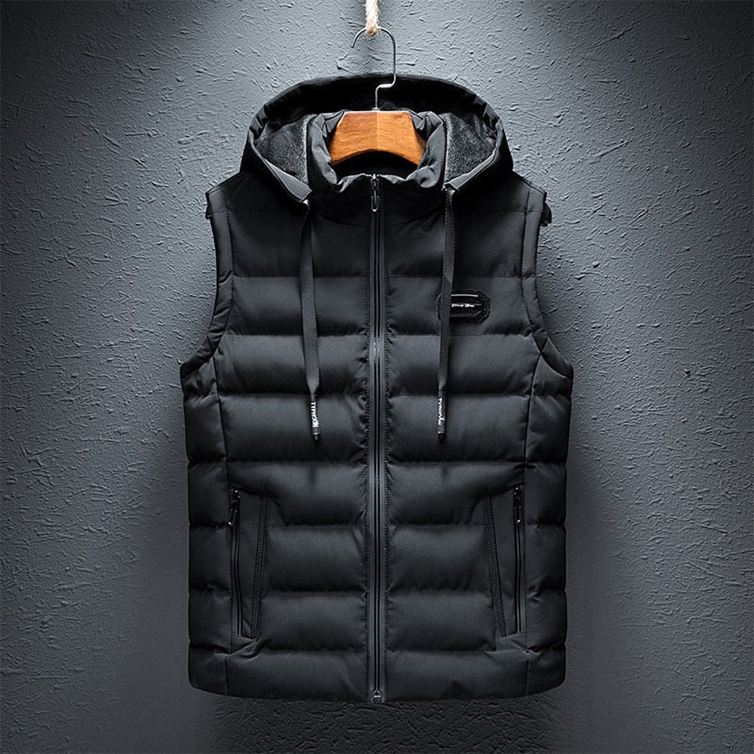 VITALIS - Lange heren bodywarmer met capuchon