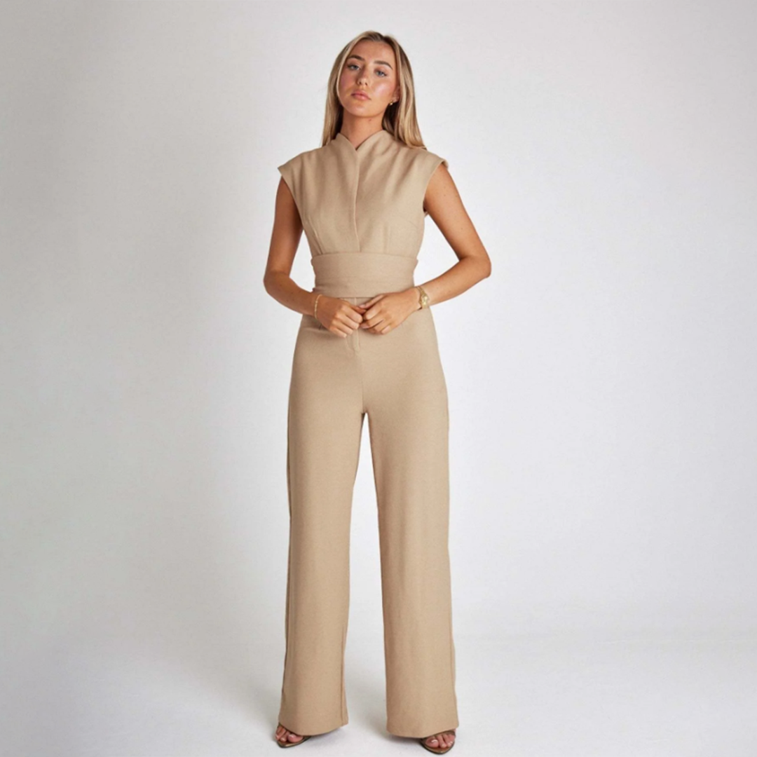 LOUISE - Moderne jumpsuit met wijd uitlopende broekspijpen