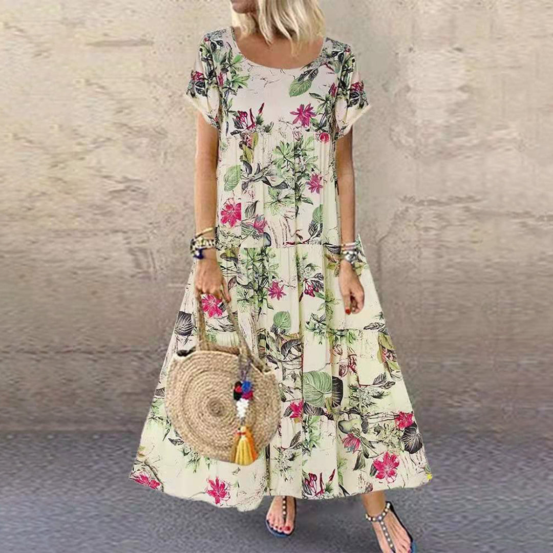 NINA - Vintage bloemen maxi jurk