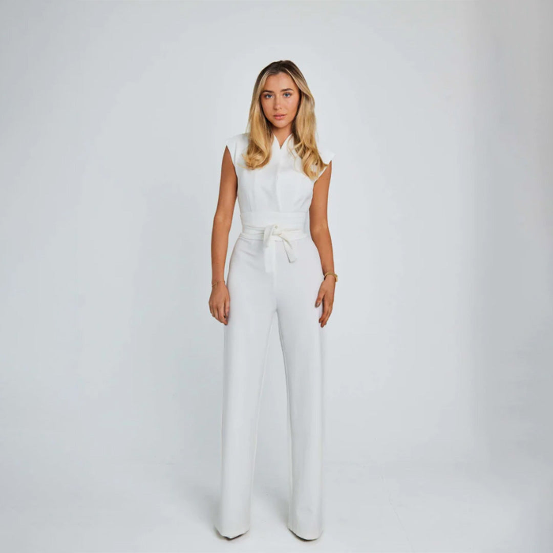 LOUISE - Moderne jumpsuit met wijd uitlopende broekspijpen