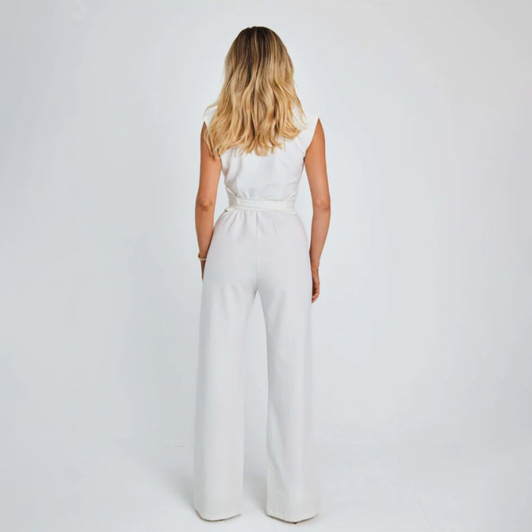 LOUISE - Moderne jumpsuit met wijd uitlopende broekspijpen