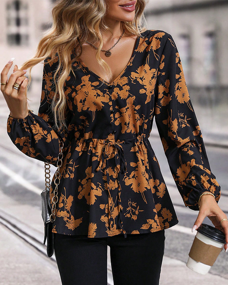 Herfst blouse met v-hals